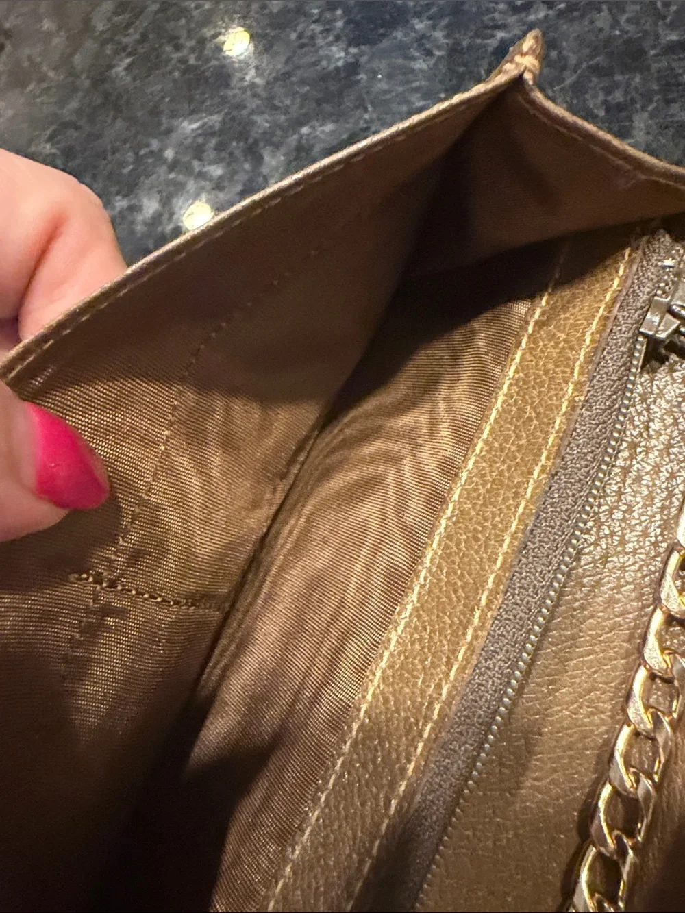 Vintage Gucci GG Monogram Canvas Chain Wallet Clutch Made in Italy